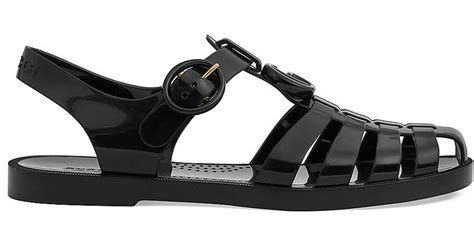 Black Rubber Fisherman Sandals 